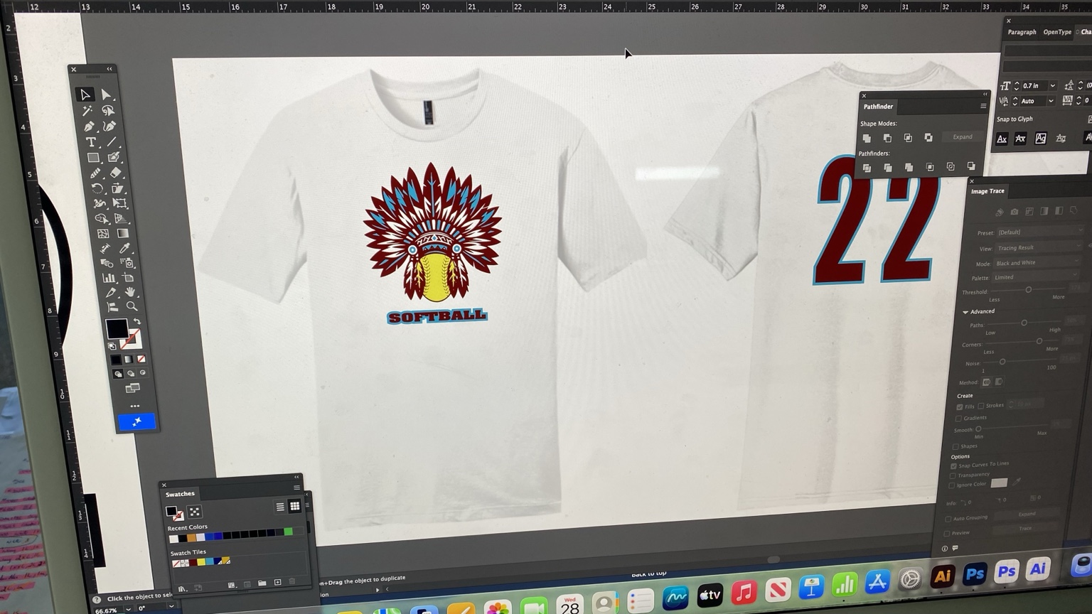 Softball shirt artwork in Illustrator